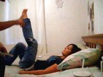 Bimbo’s Legs In Skin Tight Jeans Look So Great And Seducing! Guy Wastes No Time And Rips Those Pants Off Licking And Hosing Wet Hole.